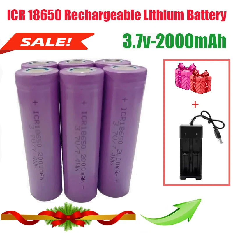 ICR18650 3.7V-2000mAh rechargeable battery with charger Lithium battery electric pointer doorbell flashlight lithium battery
ICR18650 3.7V-2000mAh rechargeable battery with charger Lithium battery electric pointer doorbell flashlight lithium battery