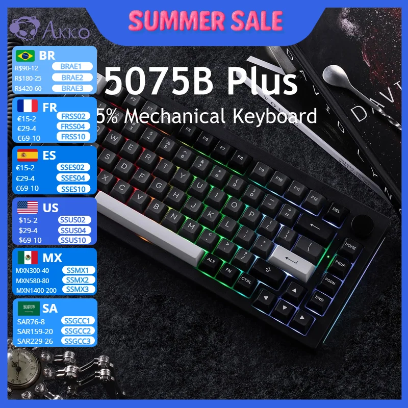 Akko 5075B Plus Mechanical Keyboard 75% Layout Hot Swap Type-C Wired/2.4g & BT 5.0 Wireless RGB Gaming Keyboard Gasket Structure
Akko 5075B Plus Mechanical Keyboard 75% Layout Hot Swap Type-C Wired/2.4g & BT 5.0 Wireless RGB Gaming Keyboard Gasket Structure