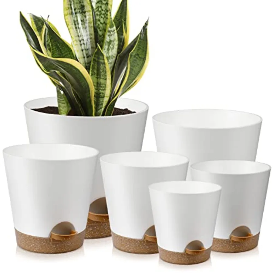 door Self Waterg Planters with Draage Holes and Saucers, 8, 7, 6.5, 6, 5.5, 5 ch,,6 Pots
door Self Waterg Planters with Draage Holes and Saucers, 8, 7, 6.5, 6, 5.5, 5 ch,,6 Pots