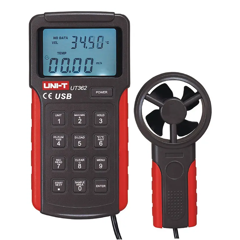 UNI-T UT362 LCD Screen Displaying Digital Anemometer Wind Speed Counter Meter Measure Wind Speed Air Volume Air Temperature