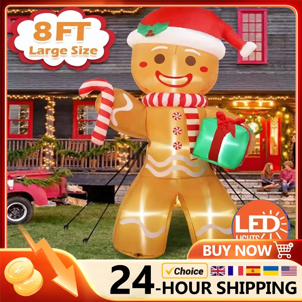 8FT Christmas Inflatables Gingerbread Man with Build-in LEDs Outdoor Decorations Christmas Blow Up Yard Garden Decorations 
8FT Christmas Inflatables Gingerbread Man with Build-in LEDs Outdoor Decorations Christmas Blow Up Yard Garden Decorations