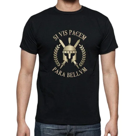 Si Vis Pacem Para Bellum. Spartan Helmet Cross Swords T-Shirt. Summer Cotton O-Neck Short Sleeve Mens T Shirt New
Si Vis Pacem Para Bellum. Spartan Helmet Cross Swords T-Shirt. Summer Cotton O-Neck Short Sleeve Mens T Shirt New