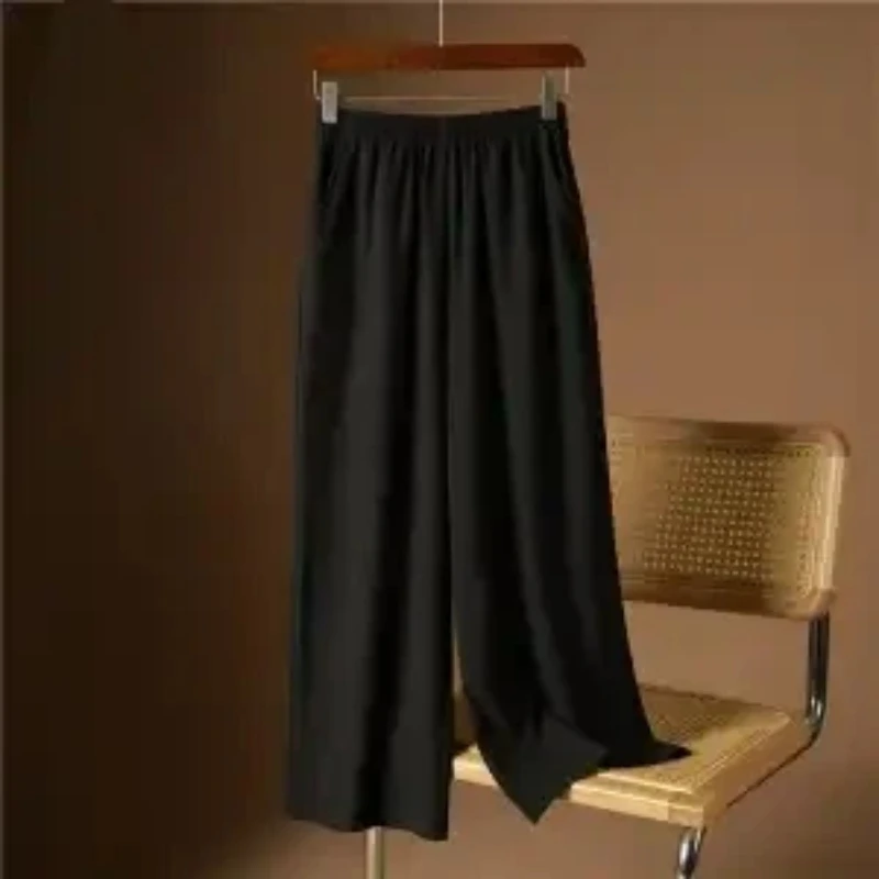 Womens High Waist Ice Silk Wide Leg Pants Summer Elastic Waist Loose Casual Pants
Womens High Waist Ice Silk Wide Leg Pants Summer Elastic Waist Loose Casual Pants