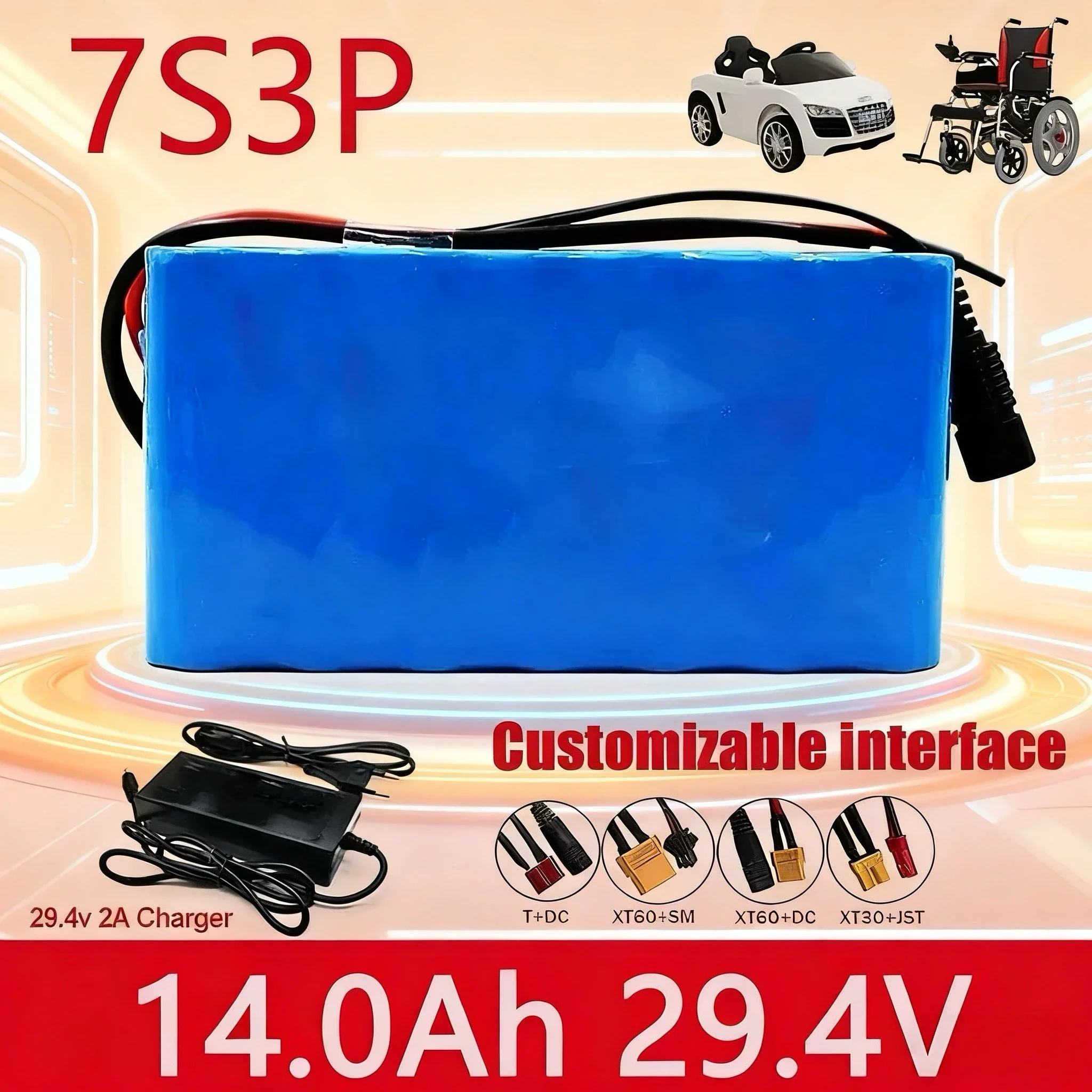 Hot selling 29.4V 14Ah 7S3P 18650 Rechargeable Batteries Lithium Battery Wheelchair Battery 7s3p Battery Pack for wheelchairs
Hot selling 29.4V 14Ah 7S3P 18650 Rechargeable Batteries Lithium Battery Wheelchair Battery 7s3p Battery Pack for wheelchairs