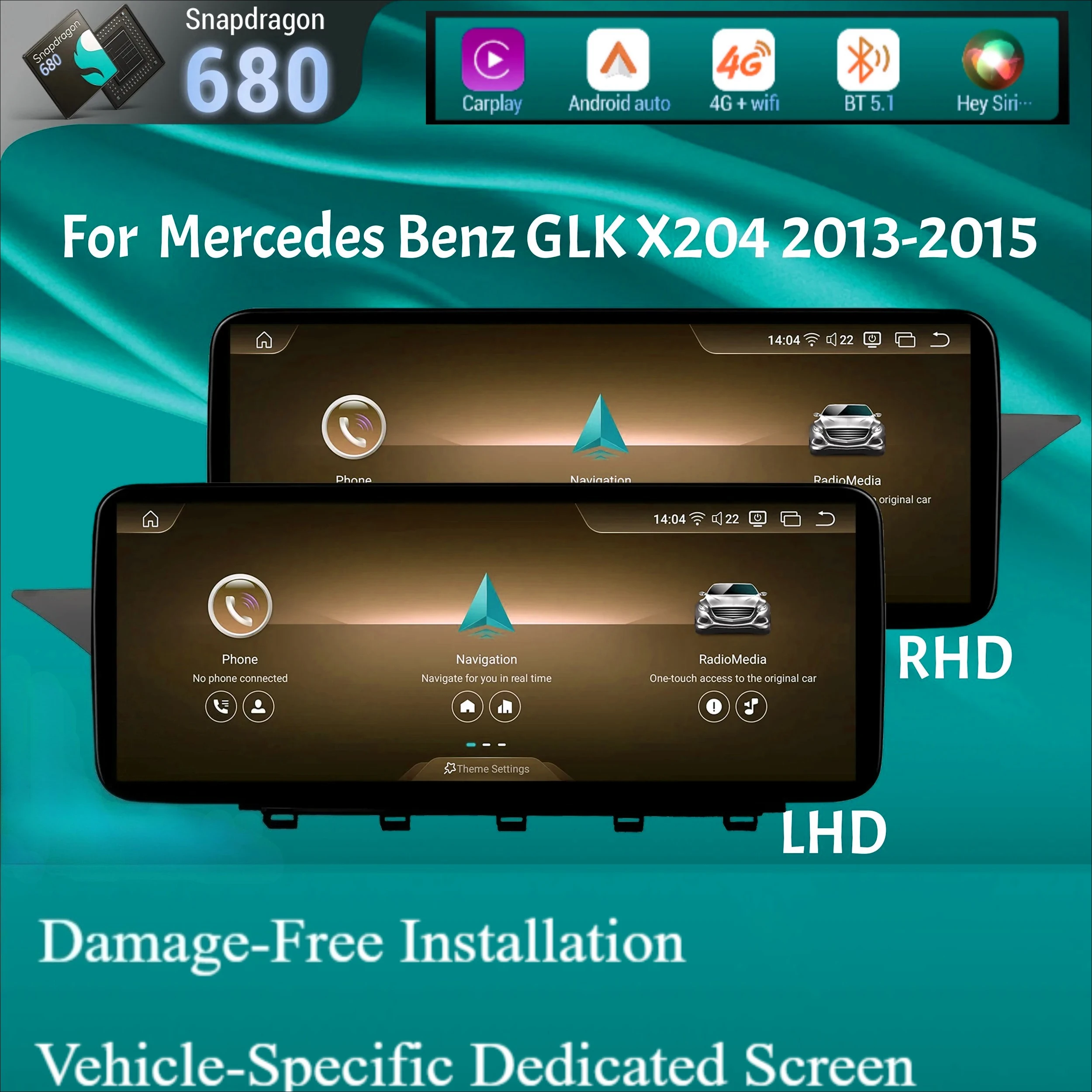 For Mercedes Benz GLK X204 2013-2015 Car Radio NTG 4.5 System Android 14 Wireless Bluetooth Carplay Snapdragon 680 Touch Screen
For Mercedes Benz GLK X204 2013-2015 Car Radio NTG 4.5 System Android 14 Wireless Bluetooth Carplay Snapdragon 680 Touch Screen