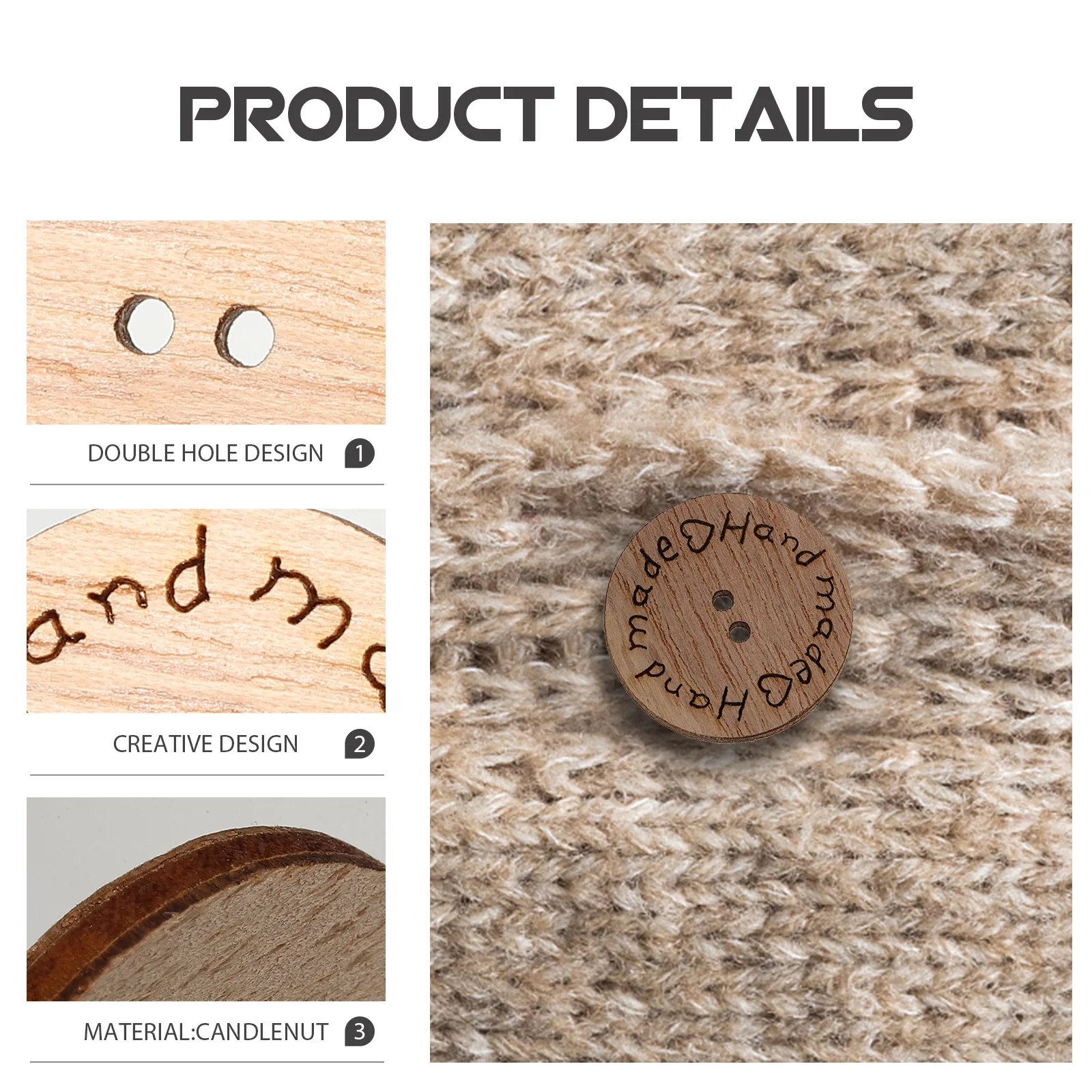 100Pcs Wooden Buttons Non-Deformable Thick Wood Double Hole for Sewing Knitting DIY Craft Wooden Heart Button Button for Craft
100Pcs Wooden Buttons Non-Deformable Thick Wood Double Hole for Sewing Knitting DIY Craft Wooden Heart Button Button for Craft