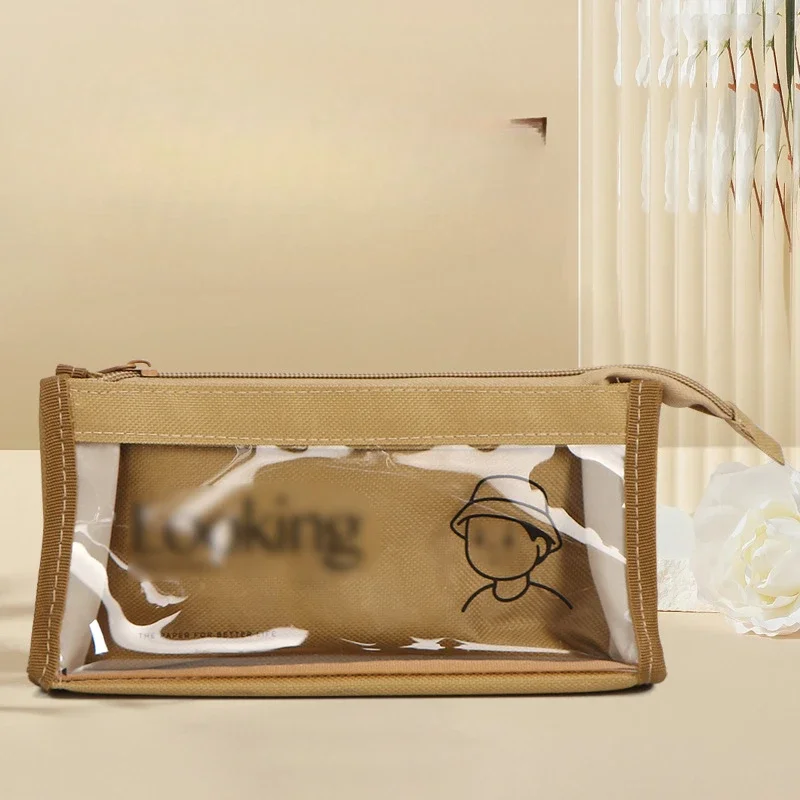 Transparent junior high school pencil case, hand withdrawal high-value stationery box, student large capacity storage bag
Transparent junior high school pencil case, hand withdrawal high-value stationery box, student large capacity storage bag