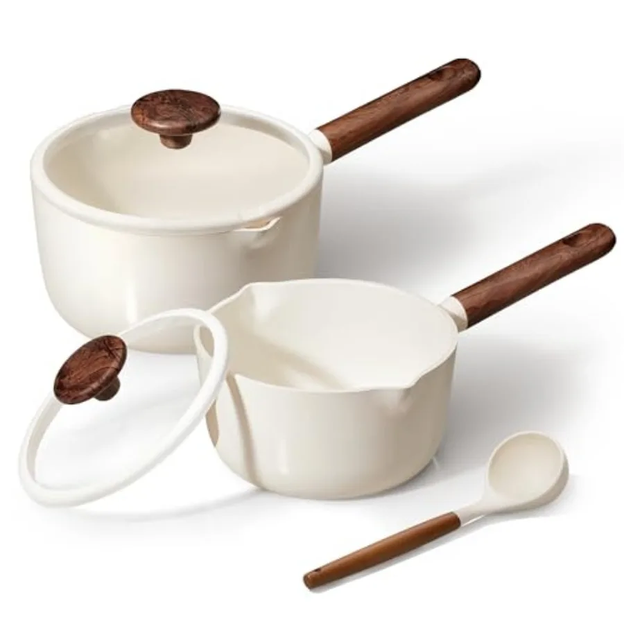 2QT and 3QT Sauce Pan Sets with Lid and Ladle Ceramic Nonstick Pot Set Non Toxic Saucepan Small Kitchen Cooking Pots, Easy to C
2QT and 3QT Sauce Pan Sets with Lid and Ladle Ceramic Nonstick Pot Set Non Toxic Saucepan Small Kitchen Cooking Pots, Easy to C