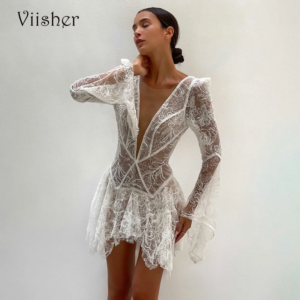 Сексуальное Кружевное мини-платье Viisher для свадебной вечеринки с длинным рукавом и глубоким V-образным вырезом, пляжное платье невесты, Индивидуальные Свадебные платья из Израиля
Сексуальное Кружевное мини-платье Viisher для свадебной вечеринки с длинным рукавом и глубоким V-образным вырезом, пляжное платье невесты, Индивидуальные Свадебные платья из Израиля