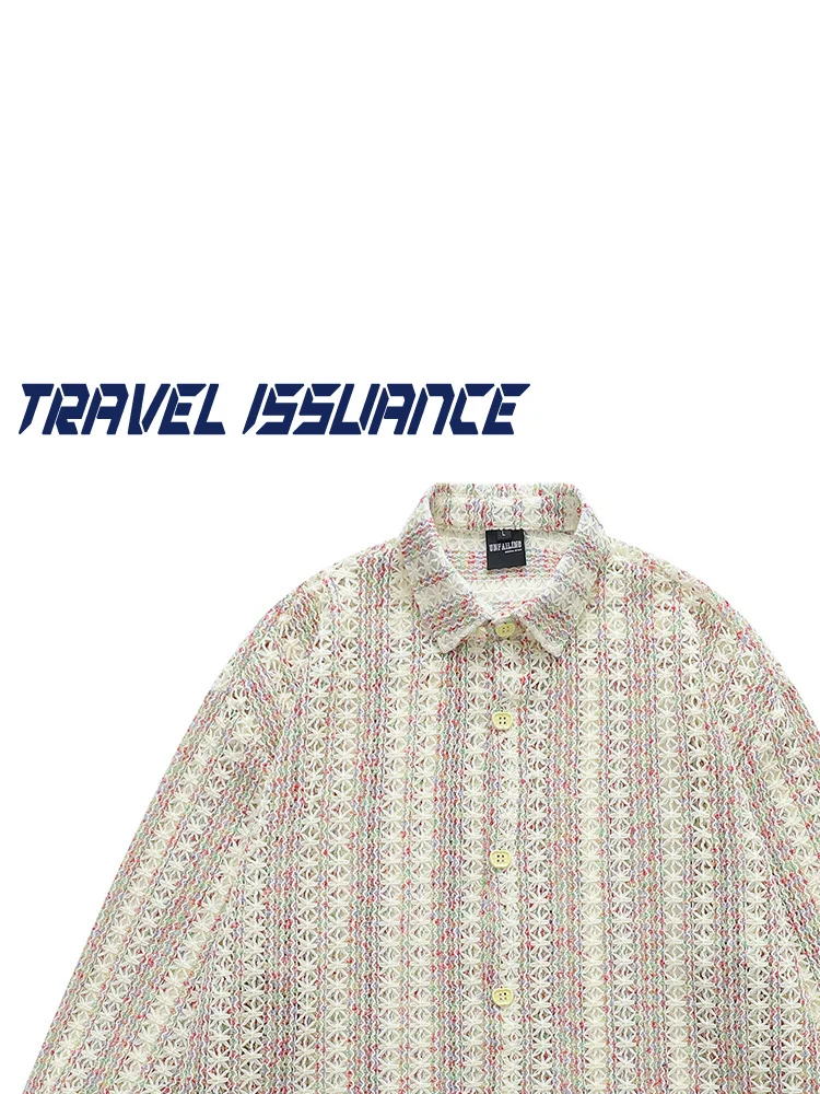 Travel Issuance American Style Hollow out Loose Casual Long Sleeve Shirt Unisex Breathable Polyester Fiber Spring Autumn Wear
Travel Issuance American Style Hollow out Loose Casual Long Sleeve Shirt Unisex Breathable Polyester Fiber Spring Autumn Wear