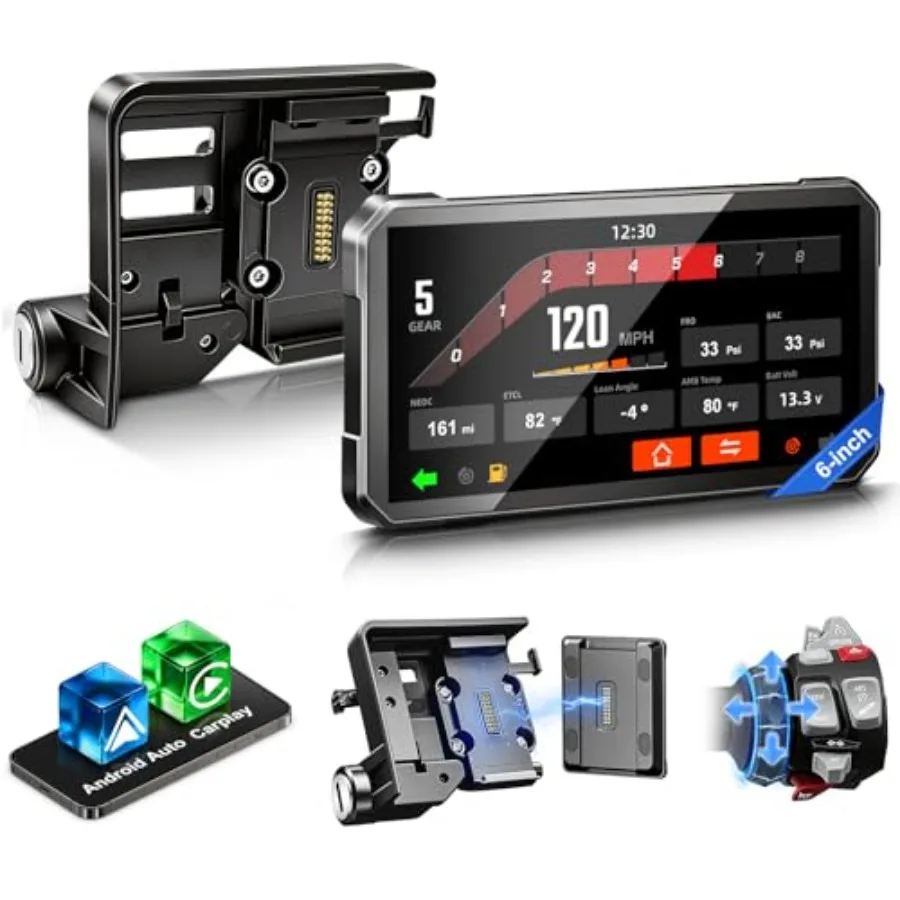 Motorcycle CarPlay GPS Navigation for BMW: 6 Waterproof HD Touch Screen, 1200 Nits Brightness, Wonder Wheel Control, Wireless B
Motorcycle CarPlay GPS Navigation for BMW: 6 Waterproof HD Touch Screen, 1200 Nits Brightness, Wonder Wheel Control, Wireless B