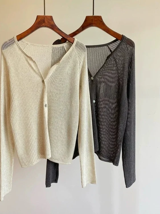 Linen Silk Handmade Hollow Knitted Open Cardigan Women's Air Conditioning Sun Protection Shirt V-neck Long Sleeve Regular Fit
Linen Silk Handmade Hollow Knitted Open Cardigan Women's Air Conditioning Sun Protection Shirt V-neck Long Sleeve Regular Fit