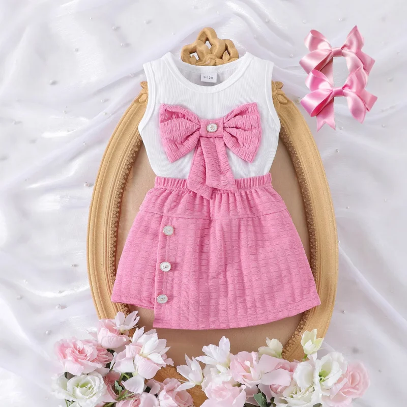 Summer New Cute Girls' Outfit Infant Toddler Bowknot Sleeveless Vest+Fashionable skirt-pants
Summer New Cute Girls' Outfit Infant Toddler Bowknot Sleeveless Vest+Fashionable skirt-pants