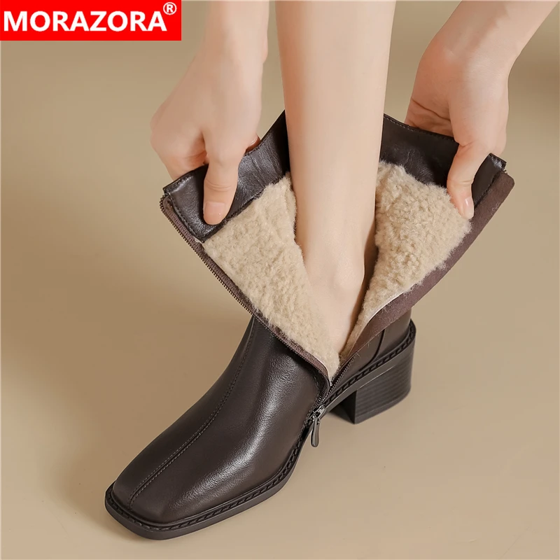 MORAZORA 2025 New Real Leather Women Boots Zipper Thick Fur Warm Winter Boots Fashion Square Toe Chunky Heels Ankle Snow Booties
MORAZORA 2025 New Real Leather Women Boots Zipper Thick Fur Warm Winter Boots Fashion Square Toe Chunky Heels Ankle Snow Booties