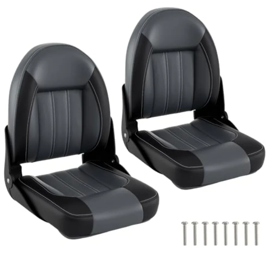 2-Pack Boat Seats, Folding High Back Boat Chairs, Waterproof PVC Leather Cabin Seating w/Thick Sponge Padding, Fixing Bolts, Hi
2-Pack Boat Seats, Folding High Back Boat Chairs, Waterproof PVC Leather Cabin Seating w/Thick Sponge Padding, Fixing Bolts, Hi