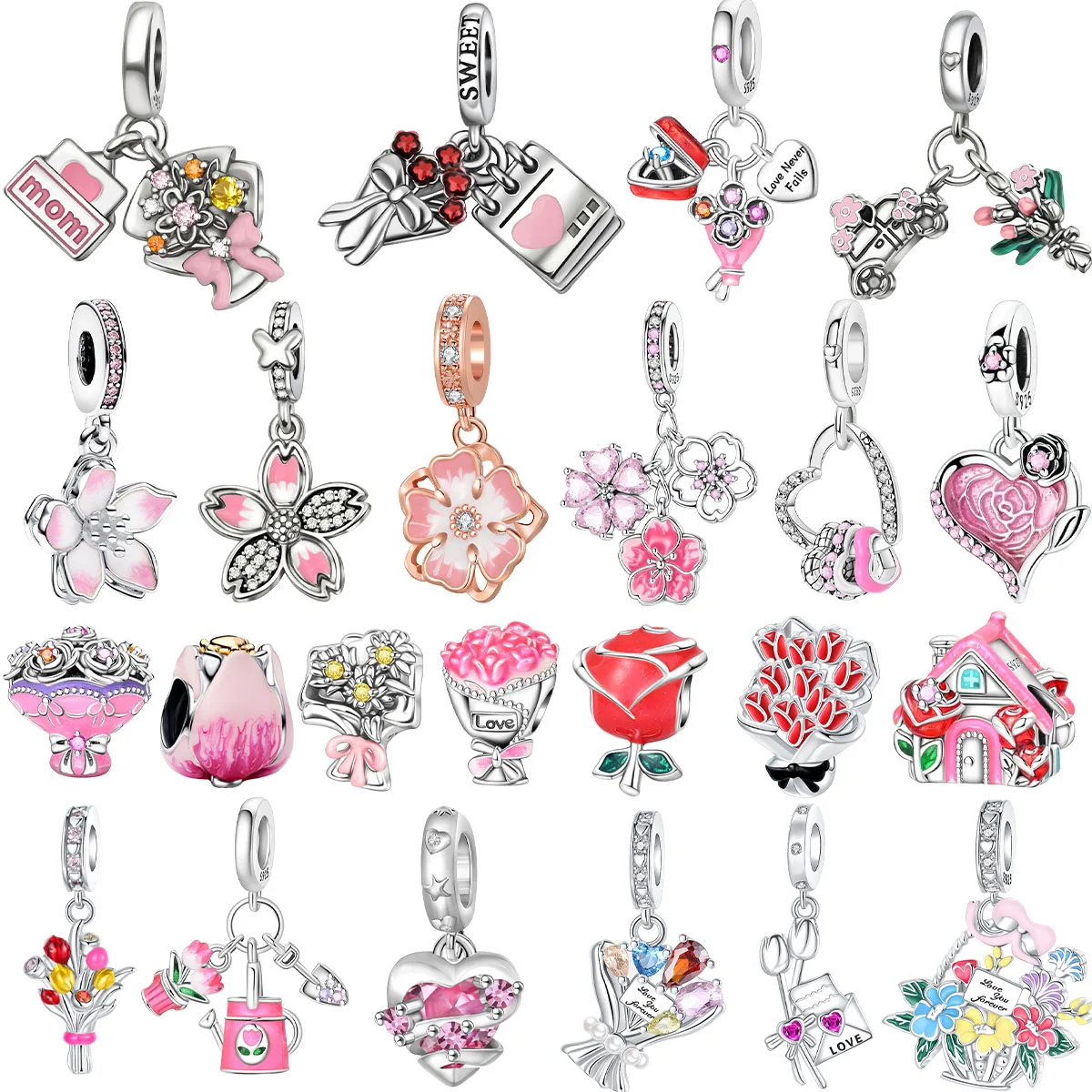 Подвески-шармы из стерлингового серебра 925 пробы: розы, тюльпаны, цветы сакуры. Подходят для браслетов, ожерелий. Для самостоятельного изготовления украшений. Подарок.
Подвески-шармы из стерлингового серебра 925 пробы: розы, тюльпаны, цветы сакуры. Подходят для браслетов, ожерелий. Для самостоятельного изготовления украшений. Подарок.