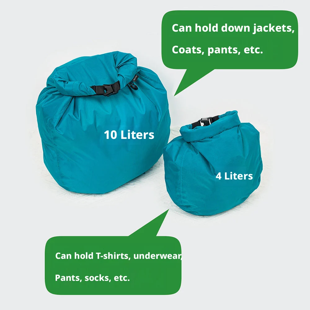 2Pcs Outdoor Dry Bag 4L 10L Camping Storage Bag For Clothes Dirty Laundry Organizer, Travel Compression Sack Water-repellent
2Pcs Outdoor Dry Bag 4L 10L Camping Storage Bag For Clothes Dirty Laundry Organizer, Travel Compression Sack Water-repellent