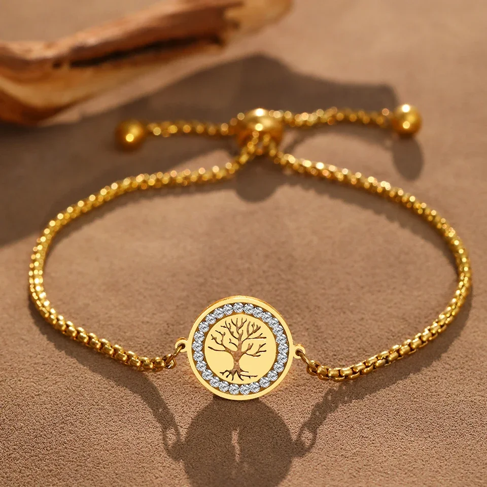 Stainless Steel Bracelets Exquisite Tree of Life Crystal Pendant Chain Trendy Bracelet For Women Jewelry Non-fading
Stainless Steel Bracelets Exquisite Tree of Life Crystal Pendant Chain Trendy Bracelet For Women Jewelry Non-fading