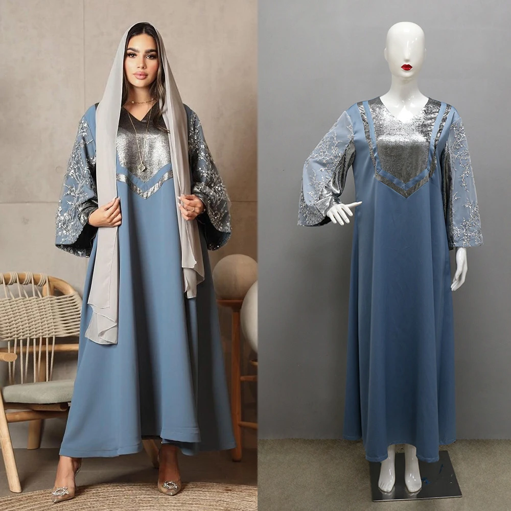 Muslim Sequin Satin Dress Eid Abayas for Women Dubai Kaftan Turkey Robe Ramadan Islamic Clothing Jalabiya Caftan Marocain Femme
Muslim Sequin Satin Dress Eid Abayas for Women Dubai Kaftan Turkey Robe Ramadan Islamic Clothing Jalabiya Caftan Marocain Femme