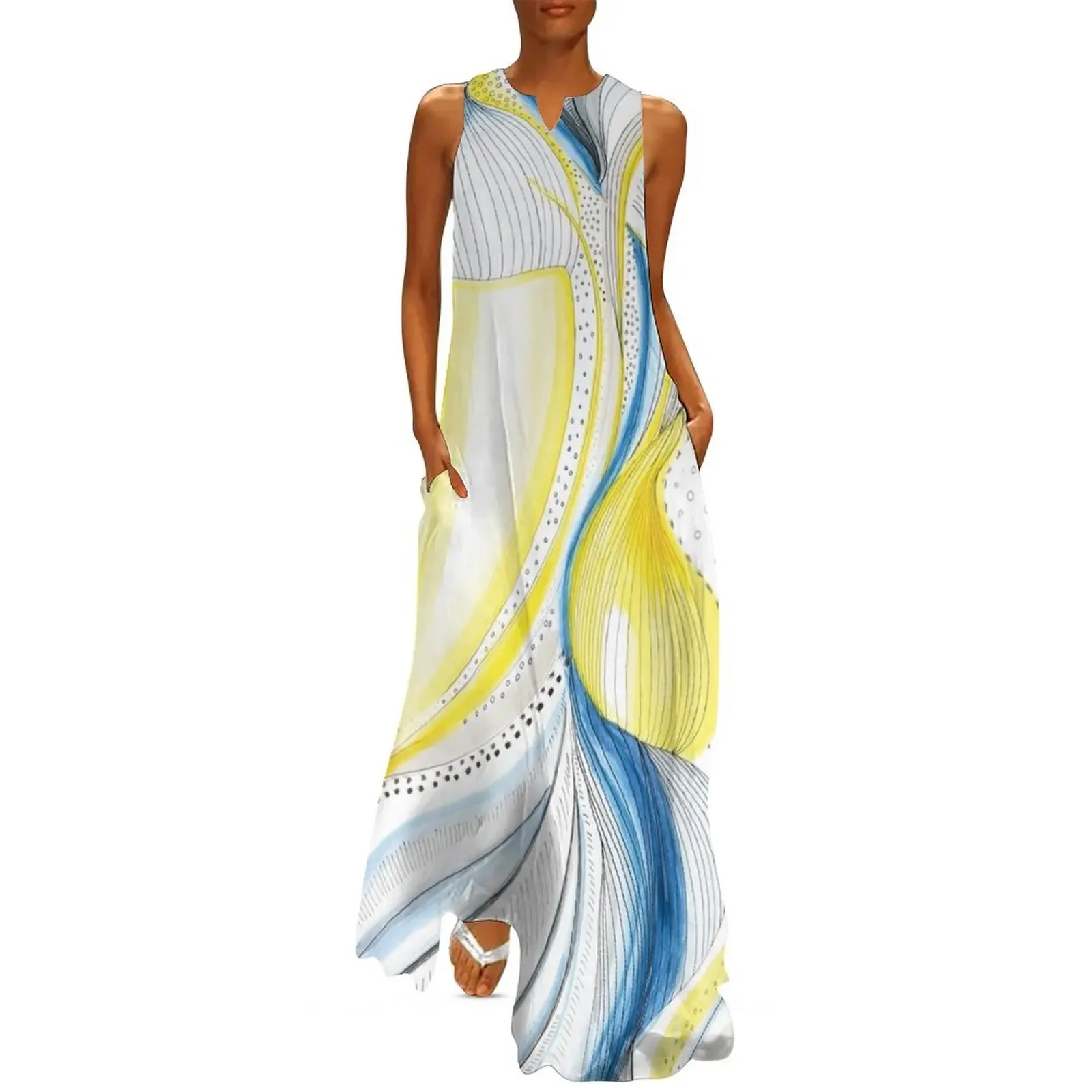 Nix Illustration, yellow, blue, white abstract Long Dress dress summer women long dresses Women's summer suit Dress
Nix Illustration, yellow, blue, white abstract Long Dress dress summer women long dresses Women's summer suit Dress