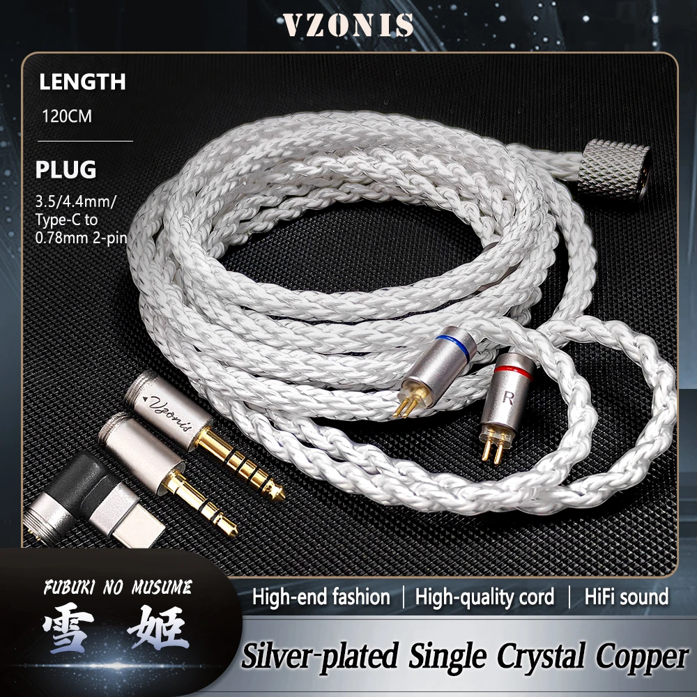 VZONIS Xueji Silver 2Pin HiFi Earphone Upgrade IEM Cable 3-in-1 with 4.4mm 3.5mm type-c Detachable Plugs Replacement Audio Wire
VZONIS Xueji Silver 2Pin HiFi Earphone Upgrade IEM Cable 3-in-1 with 4.4mm 3.5mm type-c Detachable Plugs Replacement Audio Wire