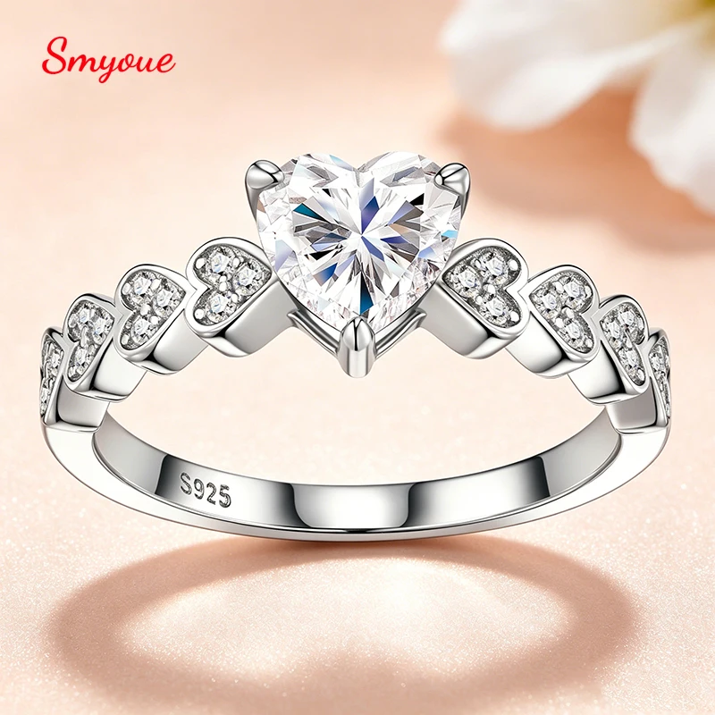 Smyoue 6.5mm 1CT Heart Cut All Moissanite Rings for Women Sparking Wedding Proposal Band Plated 18K S925 Sterling Silver Jewelry
Smyoue 6.5mm 1CT Heart Cut All Moissanite Rings for Women Sparking Wedding Proposal Band Plated 18K S925 Sterling Silver Jewelry