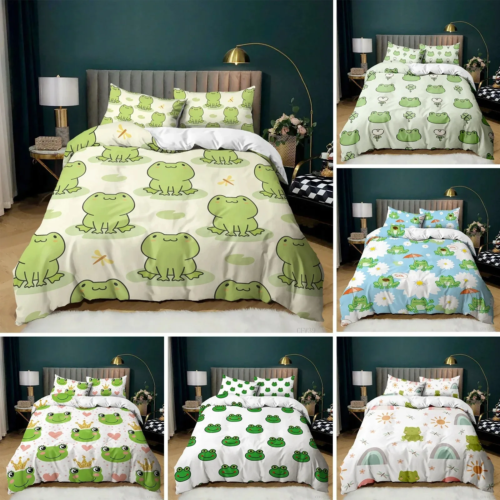 Cartoon Frog Duvet Cover Set Light Green Cartoon Frogs Cute Dragonfly Animal Bedding Set for Kid Twin Size Polyester Quilt Cover
Cartoon Frog Duvet Cover Set Light Green Cartoon Frogs Cute Dragonfly Animal Bedding Set for Kid Twin Size Polyester Quilt Cover