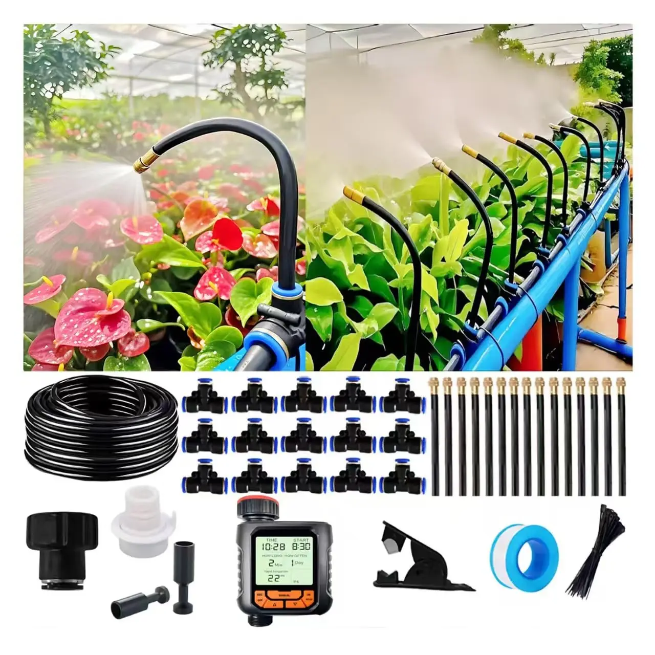 Drip Irrigation Kit Automatic Watering System for Potted Plants, 360 Degree Adjustable Copper Micro Sprinklers, Quick Connect
Drip Irrigation Kit Automatic Watering System for Potted Plants, 360 Degree Adjustable Copper Micro Sprinklers, Quick Connect