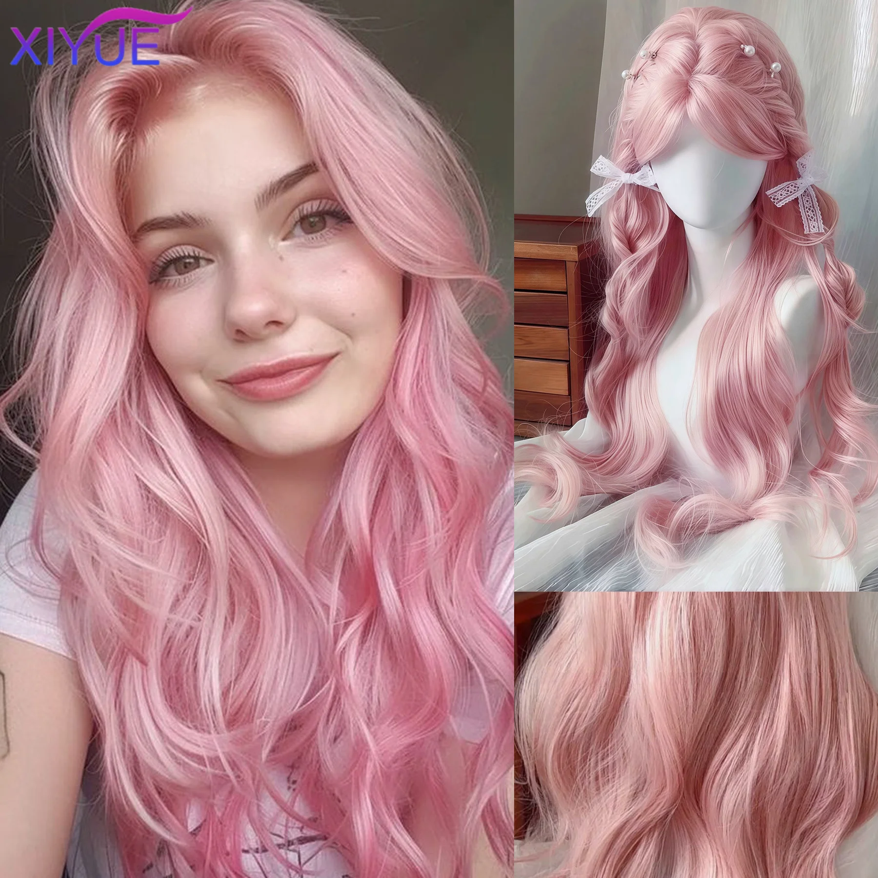 XIYUE Light Pink Synthetic Hair Wigs Long Wavy Natural Hair Wigs with Bangs for Women Cosplay Lolita Wig Heat Resistant
XIYUE Light Pink Synthetic Hair Wigs Long Wavy Natural Hair Wigs with Bangs for Women Cosplay Lolita Wig Heat Resistant
