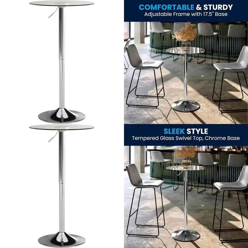 Коктейльный столик с регулируемой высотой, круглой стеклянной столешницей 23,5 дюйма, высотой барной стойки, прозрачное стекло с хромированной рамой
Коктейльный столик с регулируемой высотой, круглой стеклянной столешницей 23,5 дюйма, высотой барной стойки, прозрачное стекло с хромированной рамой