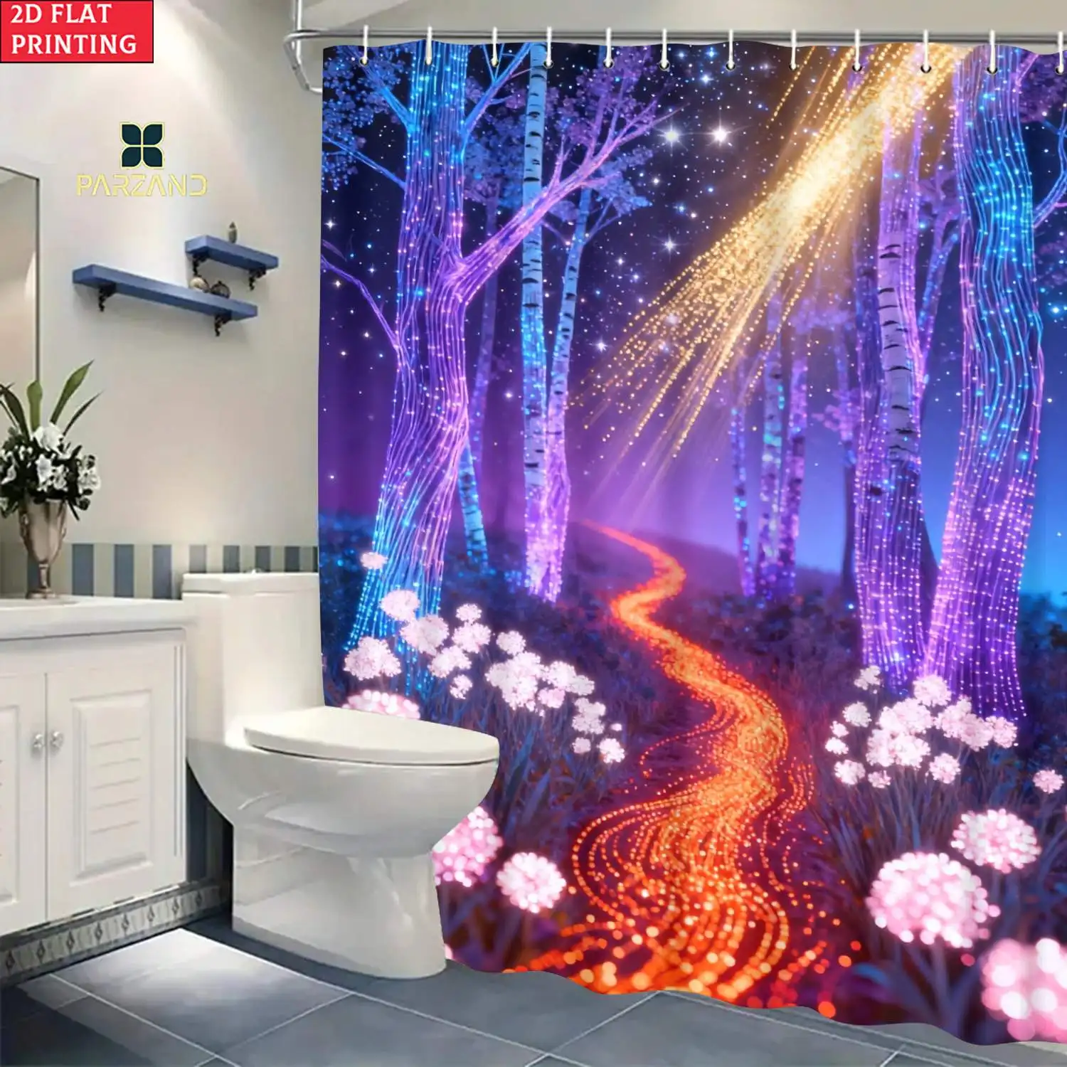 Magical Glowing Forest Shower Curtain Waterproof Bathroom Decor Polyester Curtain for Fantasy Woods Modern Home Accent
Magical Glowing Forest Shower Curtain Waterproof Bathroom Decor Polyester Curtain for Fantasy Woods Modern Home Accent