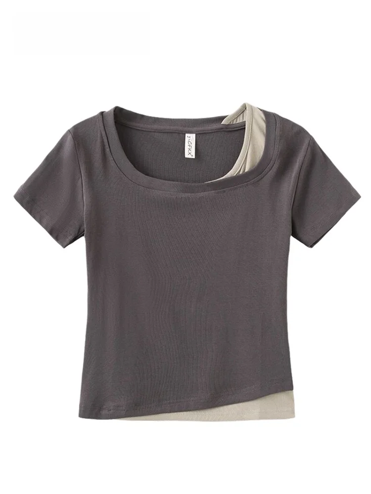 plus Size Short Sleeve T-Shirt Women's Summer New Style Fashion Shoulder Splice Trendy Casual Cotton Polyester Blend Top
plus Size Short Sleeve T-Shirt Women's Summer New Style Fashion Shoulder Splice Trendy Casual Cotton Polyester Blend Top