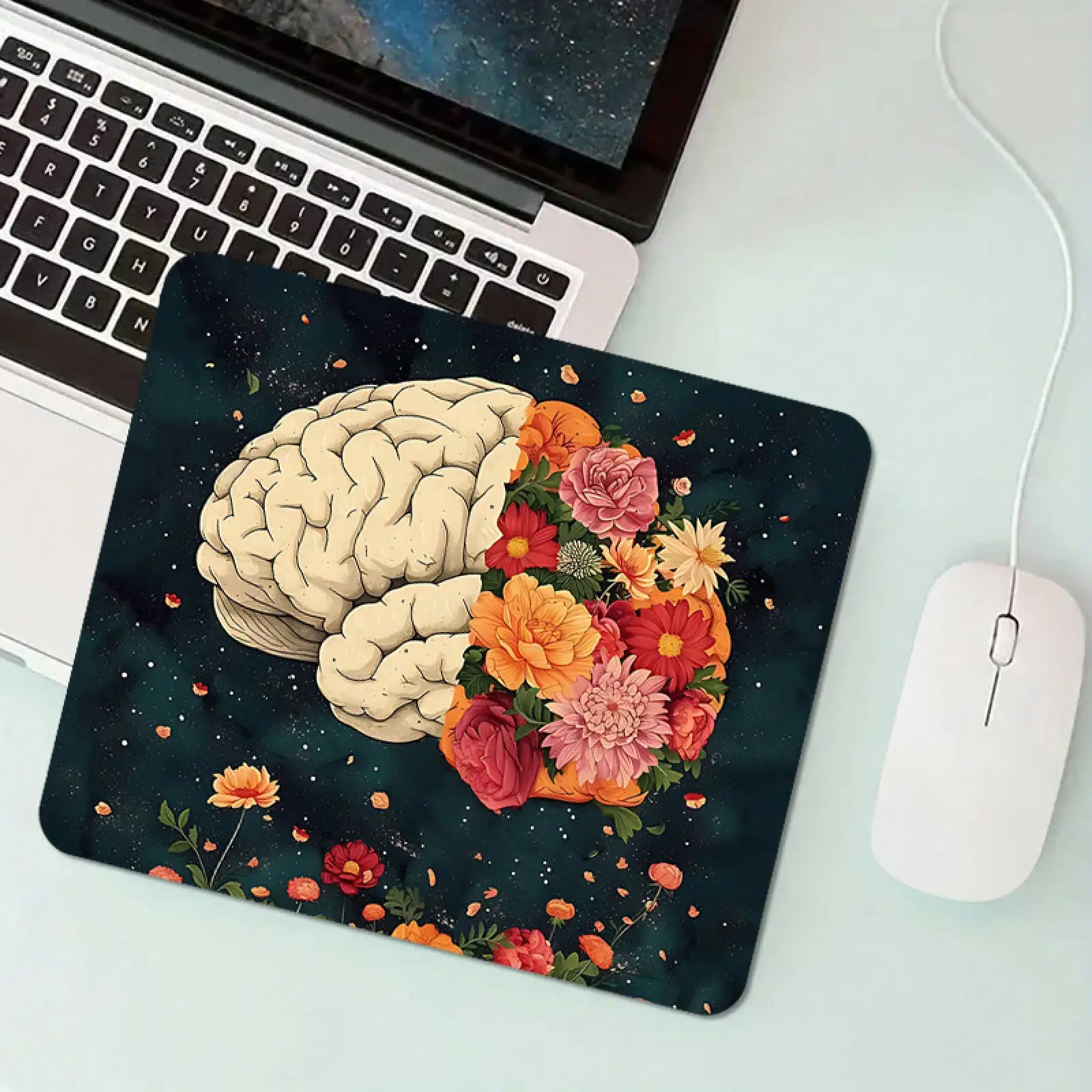1pc Floral Printed Brain Design Square Mouse Pad, Non-Slip Rubber Base Office Table Mat, Portable Home Computer Mat, Comfortable Texture Cartoon Thick Durable Rubber Pad, Suitable For Gamers, Office, Study, Ideal Gift, Study Space Enhancer| Decorative Tab
1pc Floral Printed Brain Design Square Mouse Pad, Non-Slip Rubber Base Office Table Mat, Portable Home Computer Mat, Comfortable Texture Cartoon Thick Durable Rubber Pad, Suitable For Gamers, Office, Study, Ideal Gift, Study Space Enhancer| Decorative Tab