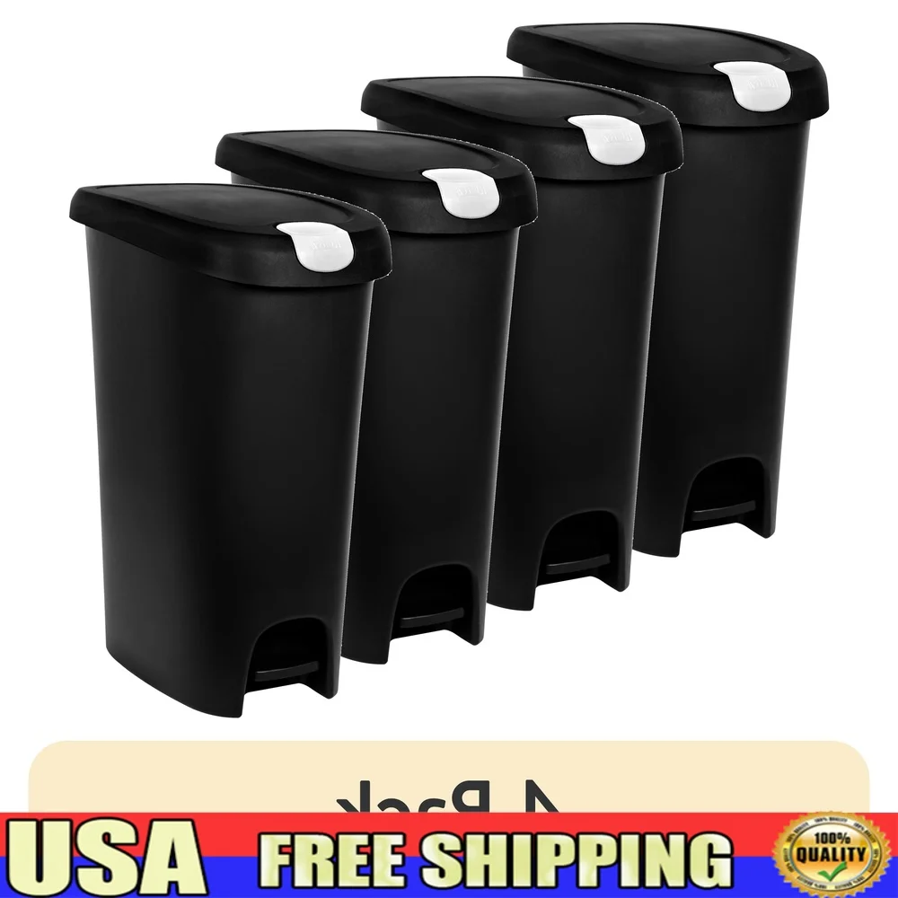 4 Pack 12 Gallon Slim Trash Can Lockable Step-On Kitchen Waste Bin Easy Hands-Free Operation
4 Pack 12 Gallon Slim Trash Can Lockable Step-On Kitchen Waste Bin Easy Hands-Free Operation