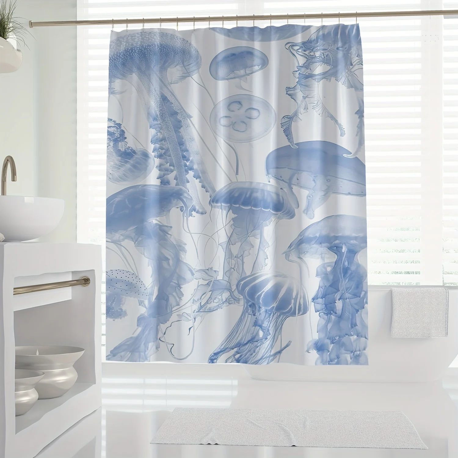 1pc Ocean Jellyfish Shower Curtain, Modern Style, Digital Print, Fashion Bathroom Decor, Waterproof
1pc Ocean Jellyfish Shower Curtain, Modern Style, Digital Print, Fashion Bathroom Decor, Waterproof