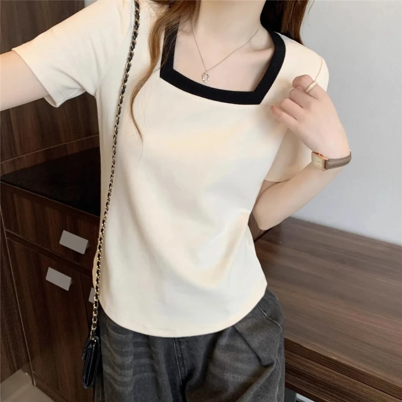 Loose Contrast Patchwork Korean T Shirts All-match Plus Size Street Casual Tops Tees Summer New Fashion Harajuku Women Clothing
Loose Contrast Patchwork Korean T Shirts All-match Plus Size Street Casual Tops Tees Summer New Fashion Harajuku Women Clothing