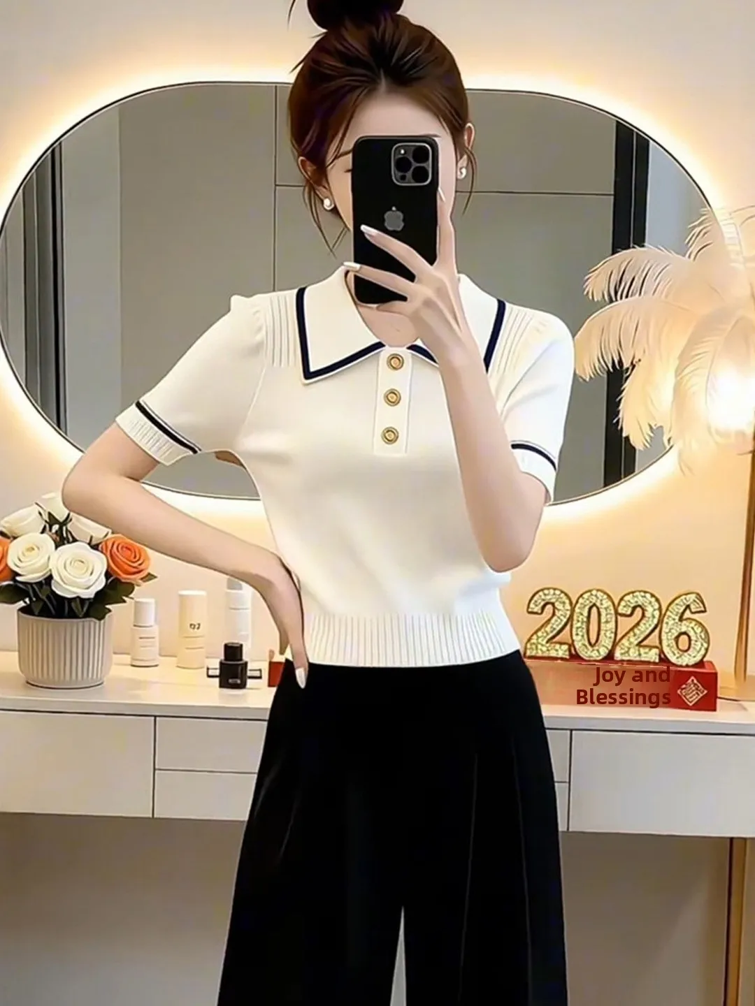 plus Size Neck Short Sleeve Knitwear Women Summer Slimming Fashionable Top Korean Style Commute Wind Regular Sleeve Length
plus Size Neck Short Sleeve Knitwear Women Summer Slimming Fashionable Top Korean Style Commute Wind Regular Sleeve Length