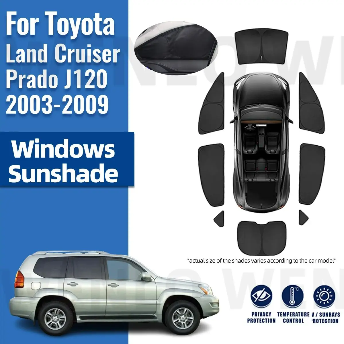 For Toyota Prado J120 2003-2008 2009 Full Cover Car Sunshade Front Windshield Frame Curtain Rear Side Window Sun Shades Visor
For Toyota Prado J120 2003-2008 2009 Full Cover Car Sunshade Front Windshield Frame Curtain Rear Side Window Sun Shades Visor
