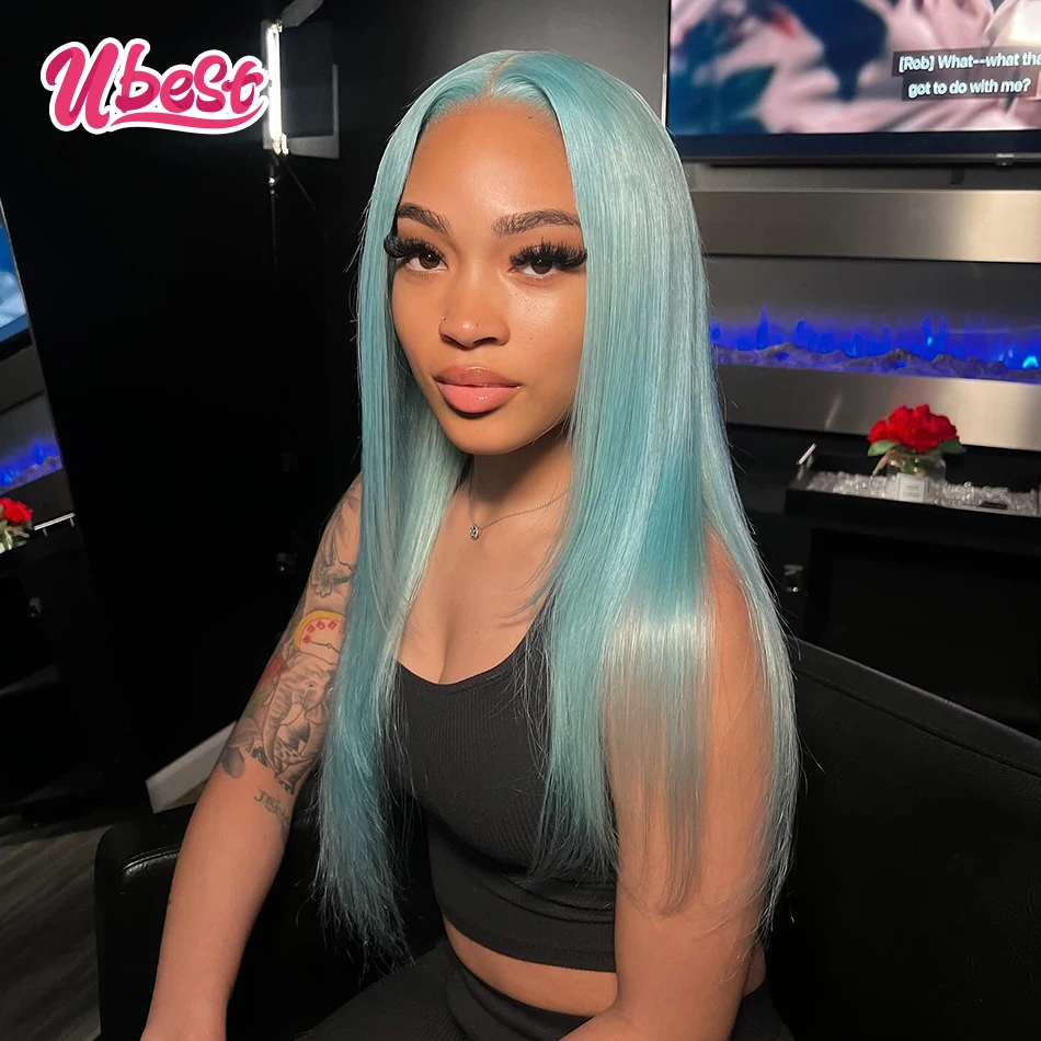 Ubest Light Blue Colored Straight 13x6 Lace Front Wigs Brazilian Hair Transparent 200% Density 100% Human Hair Wigs For Women
Ubest Light Blue Colored Straight 13x6 Lace Front Wigs Brazilian Hair Transparent 200% Density 100% Human Hair Wigs For Women