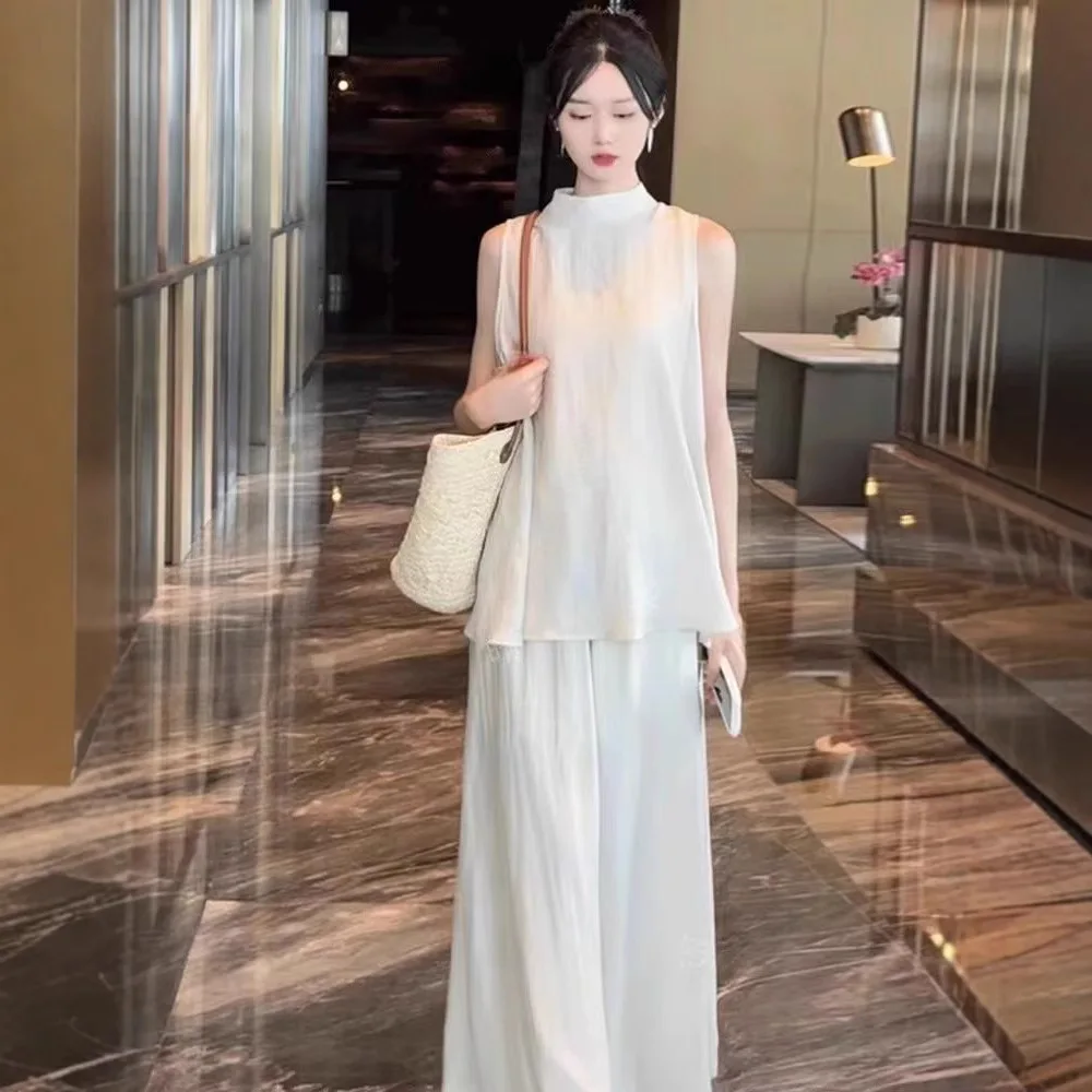 Casual Set Women's Summer Loose Style Sleeveless Top Fashion Wide Leg Pants Two Piece Set
Casual Set Women's Summer Loose Style Sleeveless Top Fashion Wide Leg Pants Two Piece Set