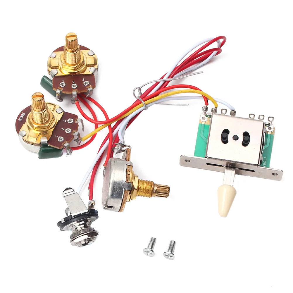 Professional 1 Volume 1 Tone Wiring 250K Pot Jack Toggle Electric Acoustic Guitar Wire Kit Durability
Professional 1 Volume 1 Tone Wiring 250K Pot Jack Toggle Electric Acoustic Guitar Wire Kit Durability