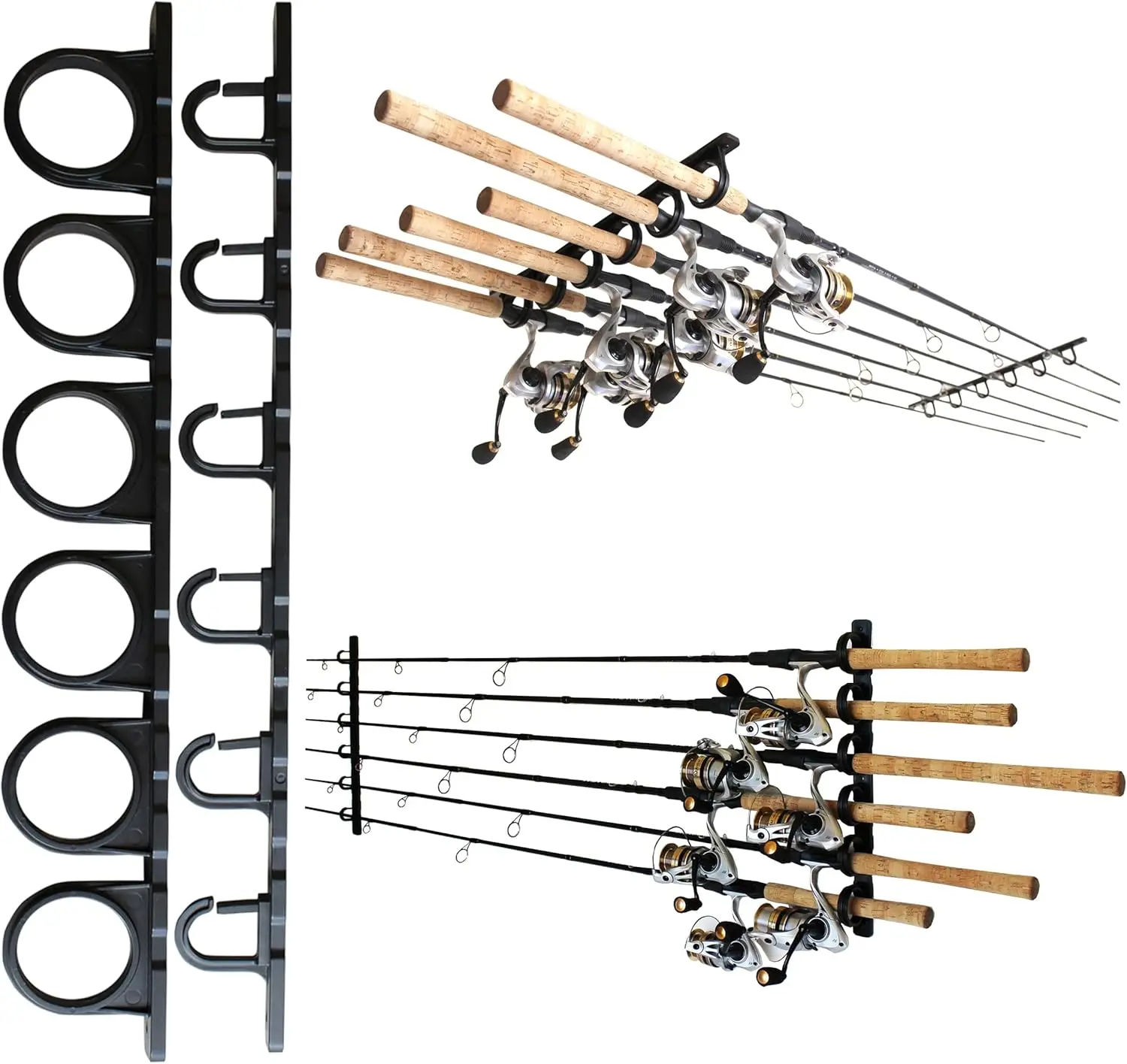 Ceiling Fishing Rod Holder for 6 Rods, Garage Storage Rack with Rubber Lock Design for Spinning and Casting Poles