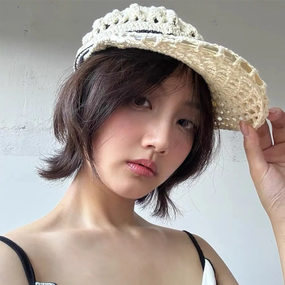 Casual Sunscreen Crochet Empty Top Cap Knitted Sunshade Hollow Out Visor Hat Foldable Soft Drawstring Hat Streetwear
Casual Sunscreen Crochet Empty Top Cap Knitted Sunshade Hollow Out Visor Hat Foldable Soft Drawstring Hat Streetwear