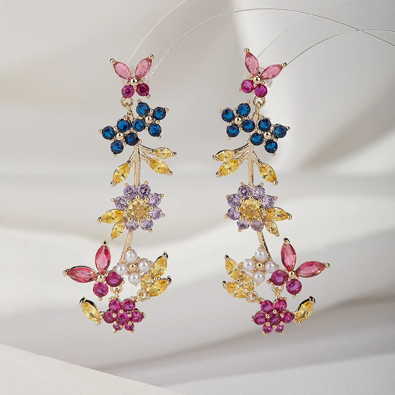 SENYU Luxury Flower Cubic Zirconia Drop Earrings Paved Colorful CZ Wedding Jewelry for Women Fashion Dubai Banquet Party Earring
SENYU Luxury Flower Cubic Zirconia Drop Earrings Paved Colorful CZ Wedding Jewelry for Women Fashion Dubai Banquet Party Earring