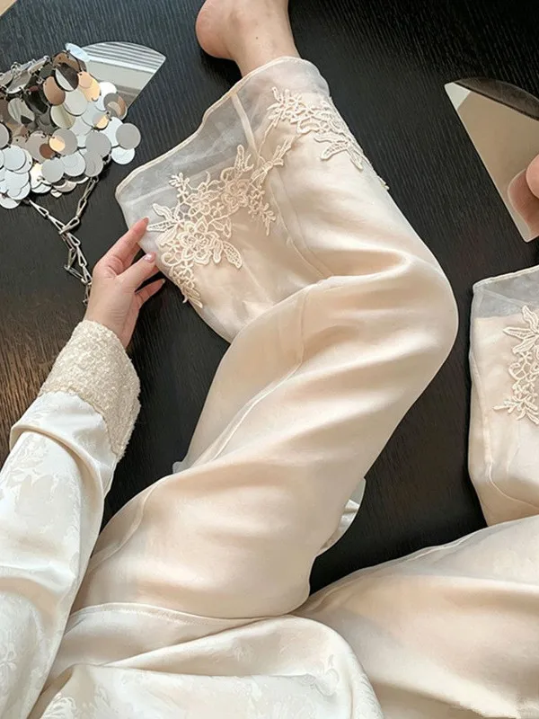 plus Size Chinese Style Embroidered Lace Trim Wide Leg Pants Women's Casual High Waist Slimming Long Trousers Spring Summer
plus Size Chinese Style Embroidered Lace Trim Wide Leg Pants Women's Casual High Waist Slimming Long Trousers Spring Summer