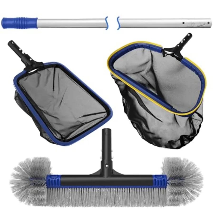 5-in-1 Pool Cleaning Kit - Includes Semi-Deep Skimmer Net Aluminum Leaf Rake 20' Pool Brush with 13ft Adjustable Pole
5-in-1 Pool Cleaning Kit - Includes Semi-Deep Skimmer Net Aluminum Leaf Rake 20' Pool Brush with 13ft Adjustable Pole