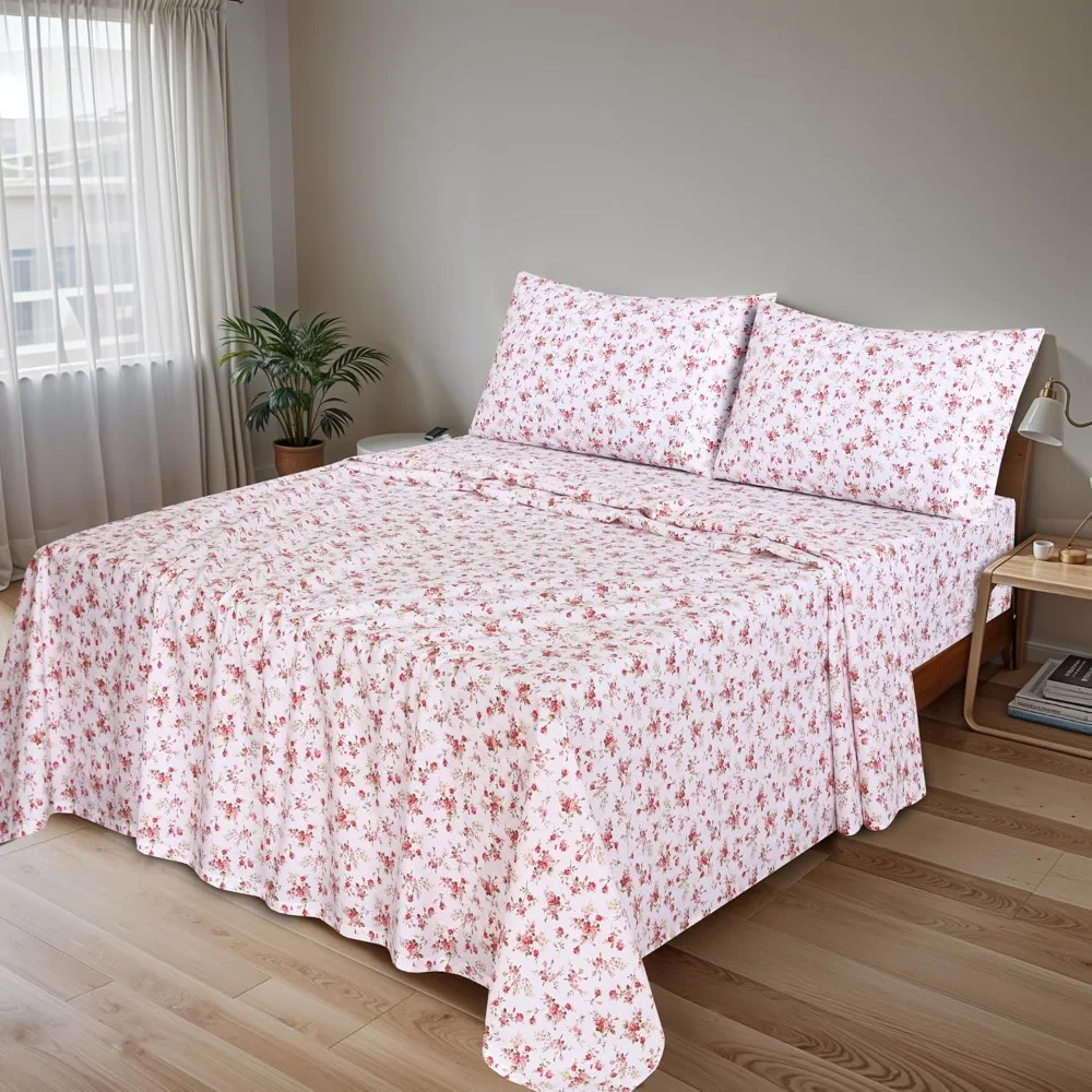 100% Cotton King Size Sheets Set, 4 Pieces, Soft & Breathable Weave Bedding, Deep Pocket 16", Hotel Standard, Crisp Cool Feel
100% Cotton King Size Sheets Set, 4 Pieces, Soft & Breathable Weave Bedding, Deep Pocket 16", Hotel Standard, Crisp Cool Feel