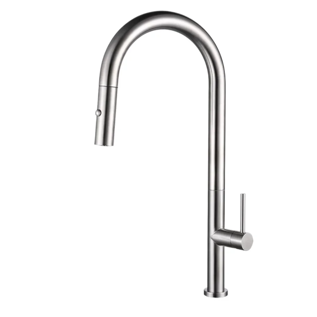 Modern minimalist kitchen pull-out faucet, stainless steel, brushed faucet
Modern minimalist kitchen pull-out faucet, stainless steel, brushed faucet