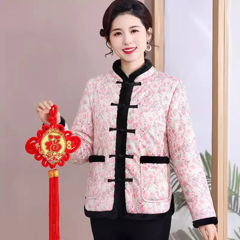 Winter Mother's Floral Cotton Jacket Plush Thick Women's Chinese Style Fashionable Stand Collar Retro Long Sleeve Coat Tops Z472
Winter Mother's Floral Cotton Jacket Plush Thick Women's Chinese Style Fashionable Stand Collar Retro Long Sleeve Coat Tops Z472