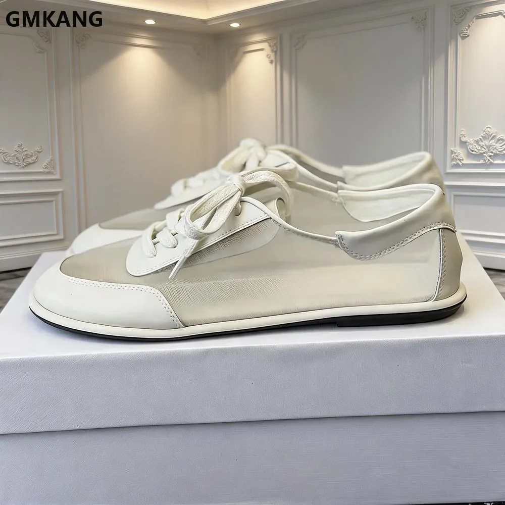 Summer Mesh Breathable Flat Shoes Women Round Toe Lace Up Cow Suede Patchwork Lightweight Comfort Walk Shoes GMKANG
Summer Mesh Breathable Flat Shoes Women Round Toe Lace Up Cow Suede Patchwork Lightweight Comfort Walk Shoes GMKANG